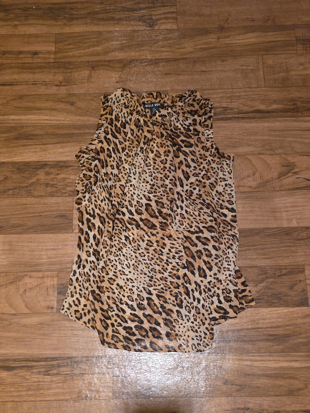 Leopard Print Sleeveless Blouse - Brown